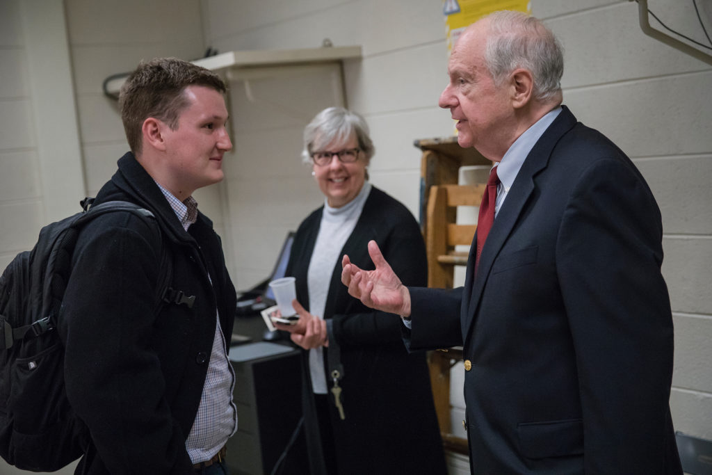 Jeremy Howell ’18, Professor Tatiana String and Dr. Sheldon Peck following presentations in the research seminar “The Art of Drawing in the 17th Century.”