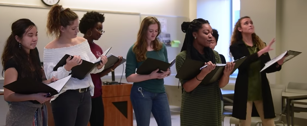 Students practice to perform at the Gram-O-Rama.