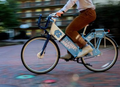 A person riding a bike