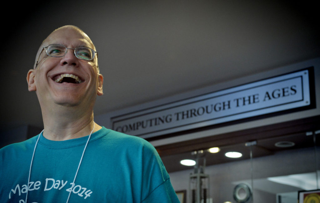 Gary Bishop watches as Maze Day participants arrive at the department of computer science. (photo courtesy of UNC-Chapel Hill)