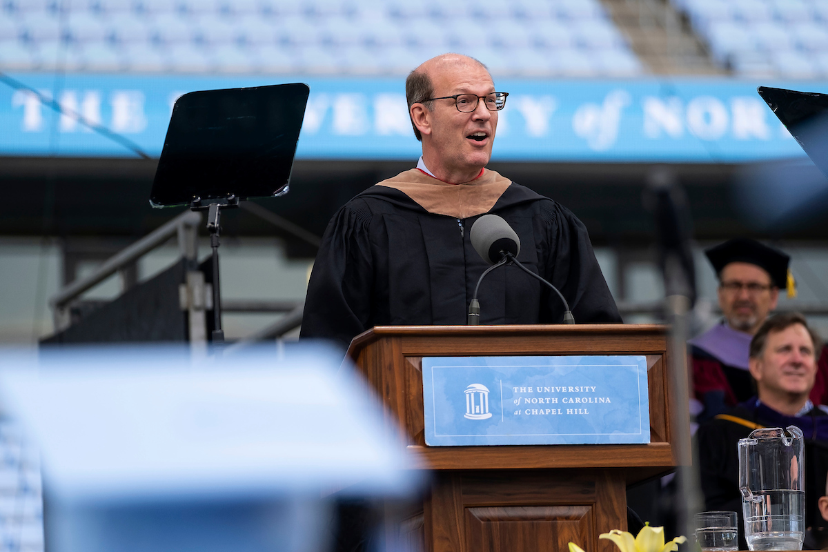 Commencement speaker Jonathan Reckford (CEO of Habitat for Humanity). photo by Jon Gardiner