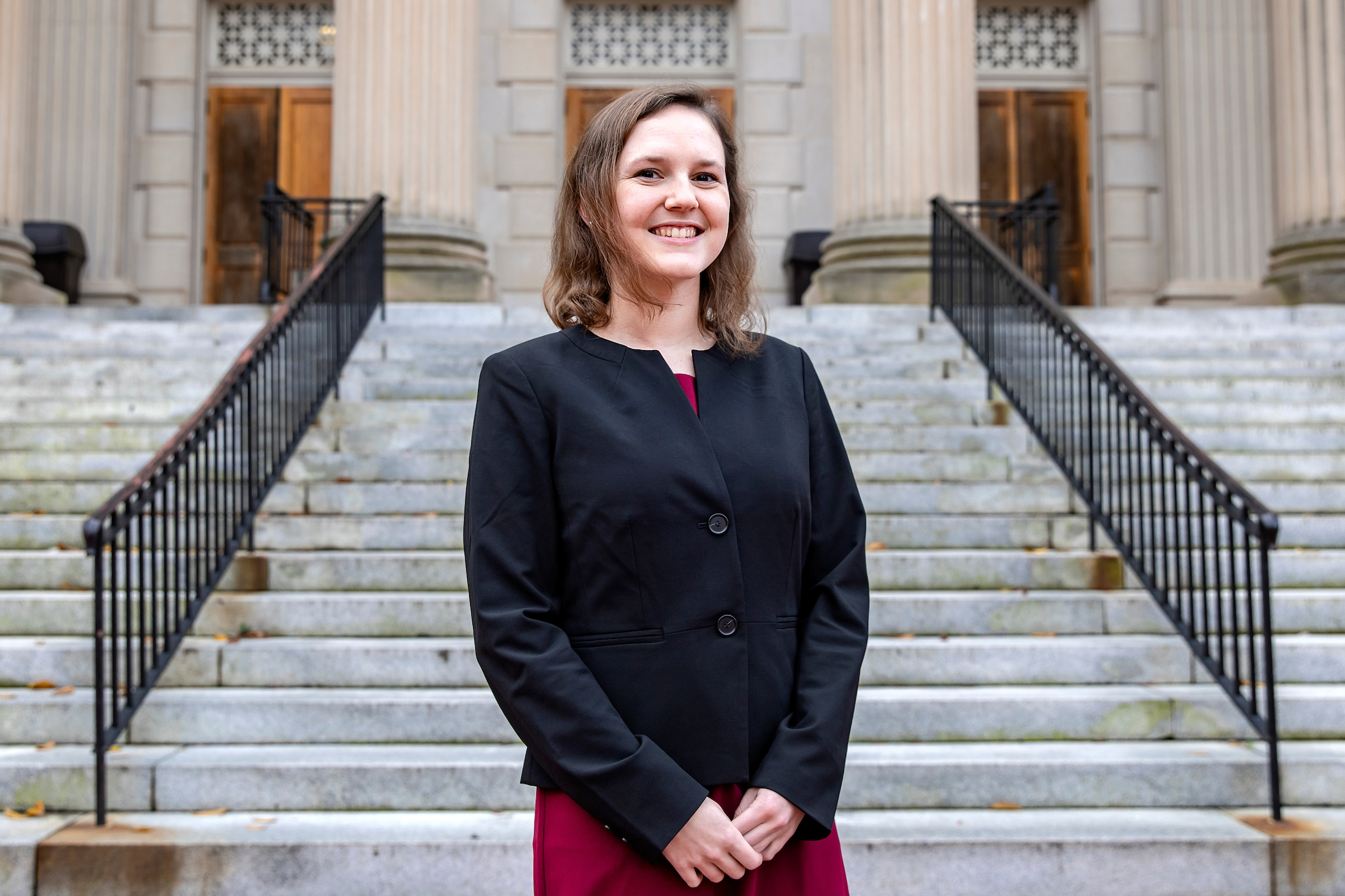 UNC senior Maggie Hildebran poses for a portrait on Polk Place on November 19, 2018, on the campus of the University of North Carolina at Chapel Hill. (By Johnny Andrews/UNC-Chapel Hill)