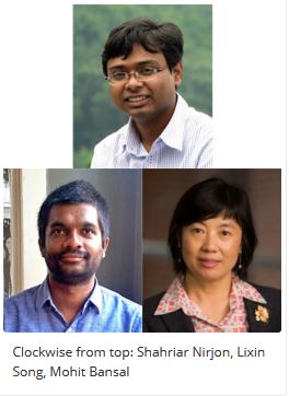 Image shows from top Shahriar Nirjon, Lixin Song and Mohit Bansal