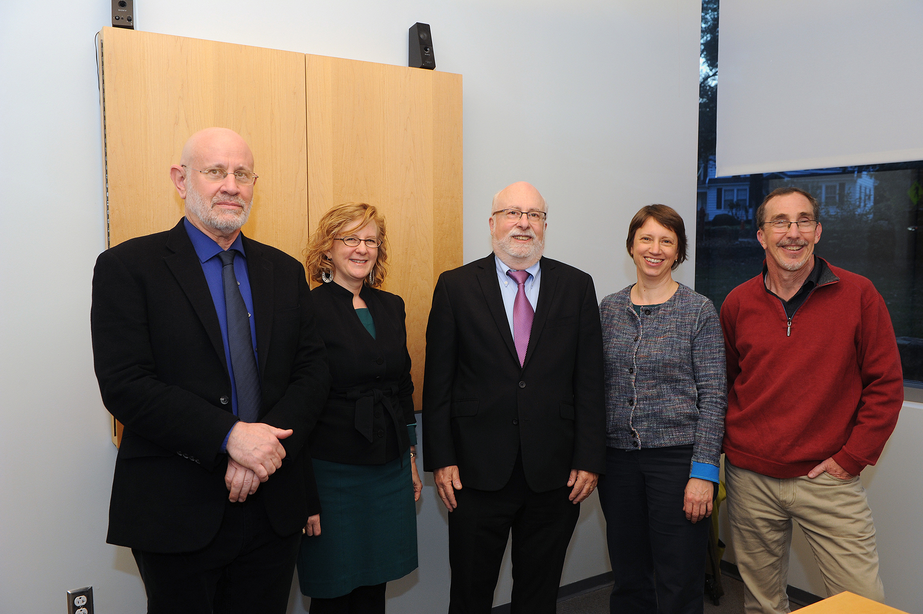 From left to right, Yaakov Ariel and Elizabeth Engelhardt, both Countering Hate steering committee members, Stern, Ruth von Bernuth of the Carolina Center for Jewish Studies and Charles Kurzman of the Carolina Center for Middle East and Islamic Studies. (photo by Donn Young)