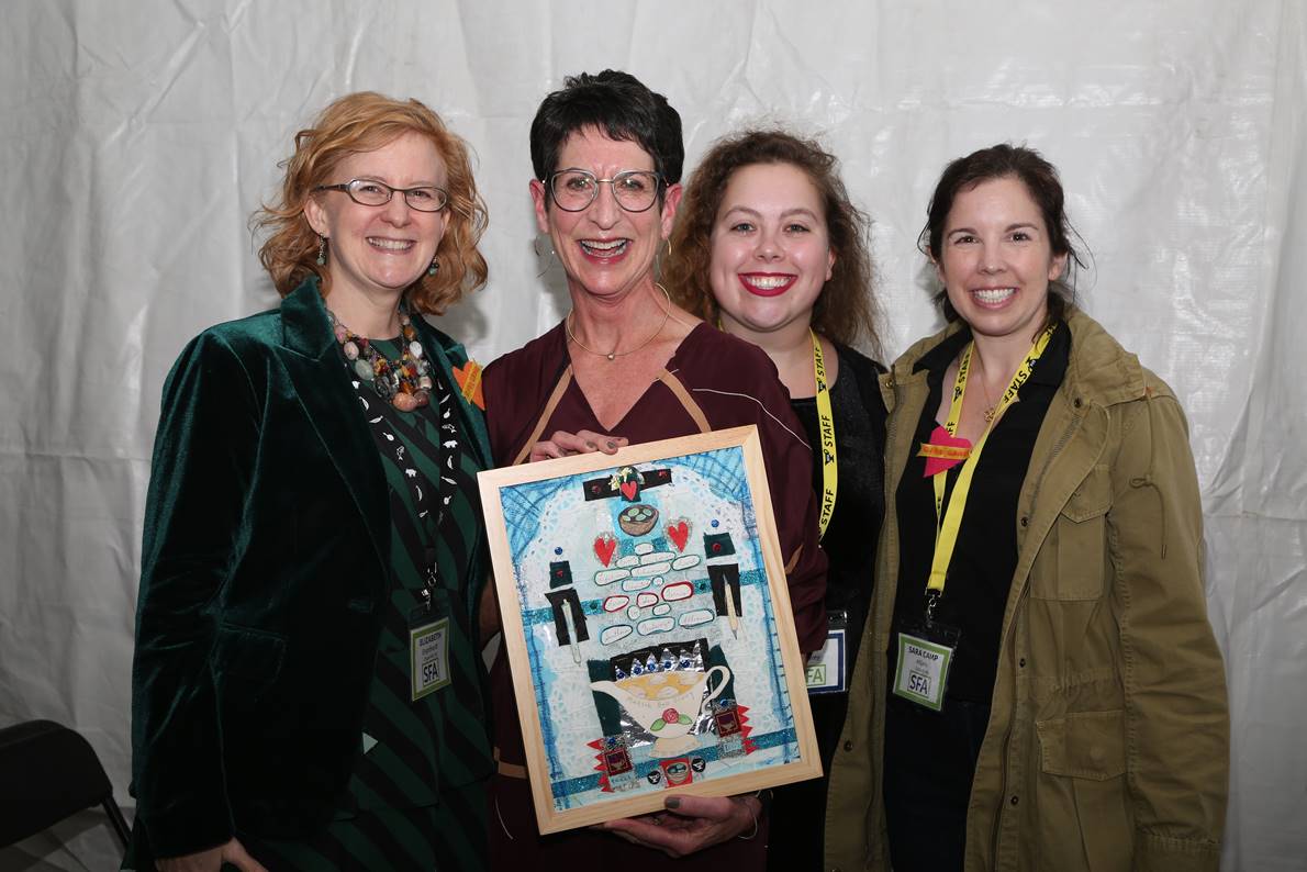 From left to right, Elizabeth Engelhardt chair of American studies at UNC-Chapel Hill, Marcie Ferris, Ava Lowrey (SFA filmmaker) and Sara Camp Milam (former student and SFA managing editor).  (photo by Brandall Lauchlin)