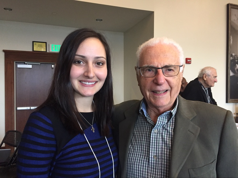 Hannah Herzog with Holocaust survivor Robert May. (photo courtesy of Hannah Herzog)