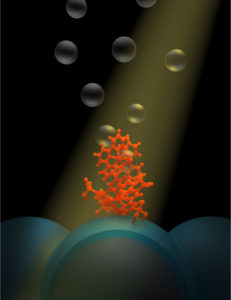 Tom Meyer's new system generates hydrogen fuel by using the sun's energy to split water into its component parts. After the split, hydrogen is stored, while the byproduct, oxygen, is released into the air. (Image courtesy of Yan Liang)