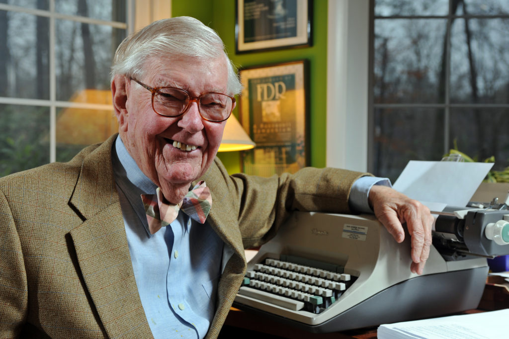 William Leuchtenburg is the William Rand Kenan Jr. Professor Emeritus of History at UNC. He’s written 15 books on the American presidents, eight of which are solely on Franklin Delano Roosevelt (FDR) — of whom he is the world’s leading scholar. (photo by Dan Sears)