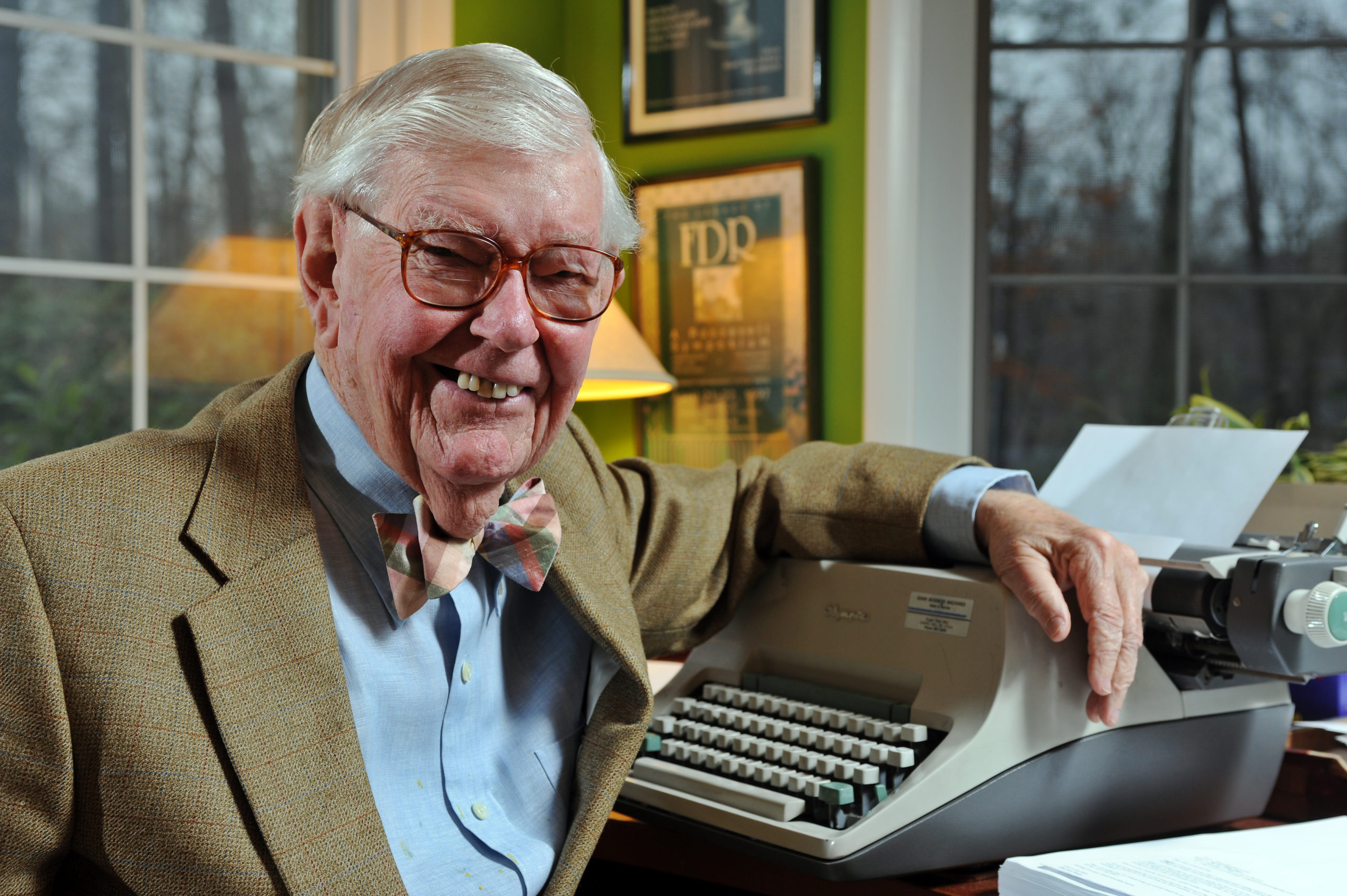 William (Bill) Leuchtenburg in the study of his home in Chapel Hill.