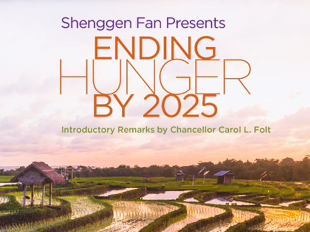 Shenggen Fan to deliver lecture, “Ending Hunger by 2025” on Oct. 23