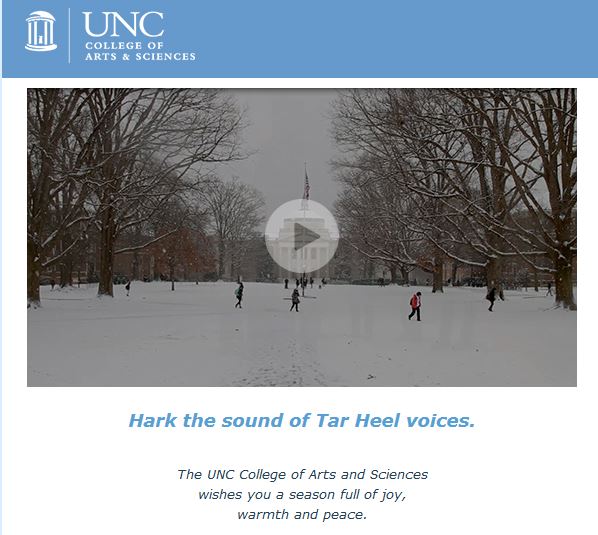Happy Holidays from UNC’s College of Arts and Sciences