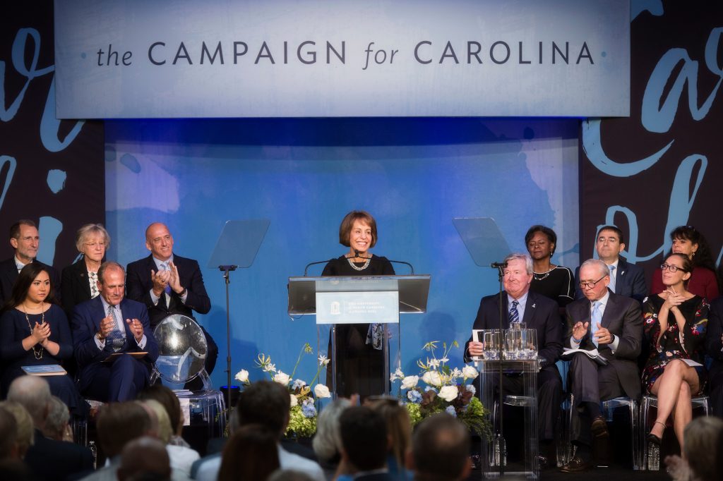Chancellor Carol L. Folt announced the launch of "For All Kind: The Campaign for Carolina," UNC-Chapel Hill's multiyear fundraising campaign. Photo by Jon Gardiner/UNC-Chapel Hill