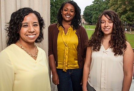 Pictures of three first-generation graduate students at Carolina.