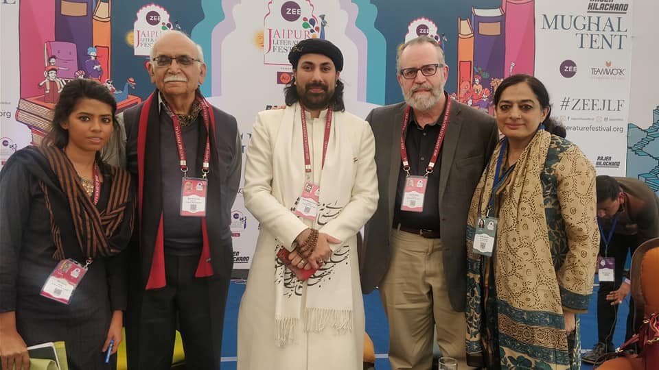 RiyaSarkar, B.N. Goswamy, Syed Salman Chishty, Carl Ernst and Sadia Dehlvi at the ZEE Jaipur Literature Festival.