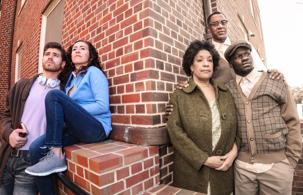 L to R: Carlos Alcalaand Sarita Ocón will star as Javier and Maria, while Kathryn Hunter-Williams, Samuel Ray Gates, and Alex Givens will star as Eve, Adam, and Seth in PlayMakers Repertory Company’s production of “Leaving Eden” by Mike Wiley, music & lyrics by Laurelyn Dossett. Directed by Vivienne Benesch. Apr 4–22, 2018. Call 919.962.7529 or visit www.playmakersrep.org. (Photo by HuthPhoto.)