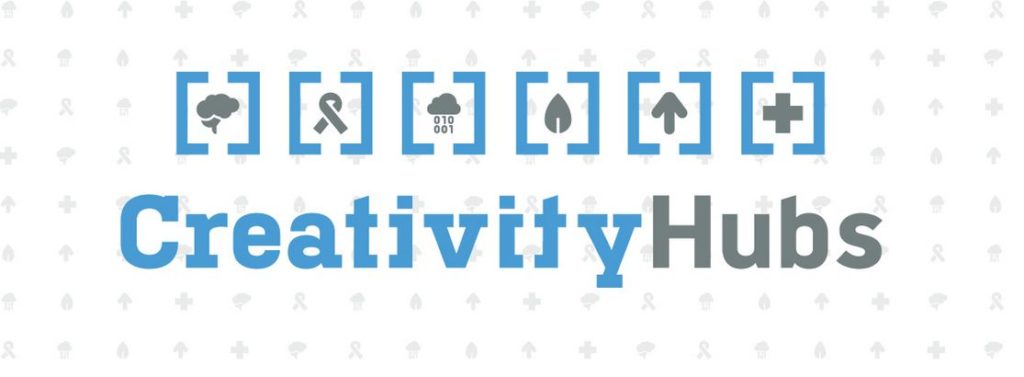 The graphical image says Creativity Hubs with little icons at the top representing different facets of creativity.