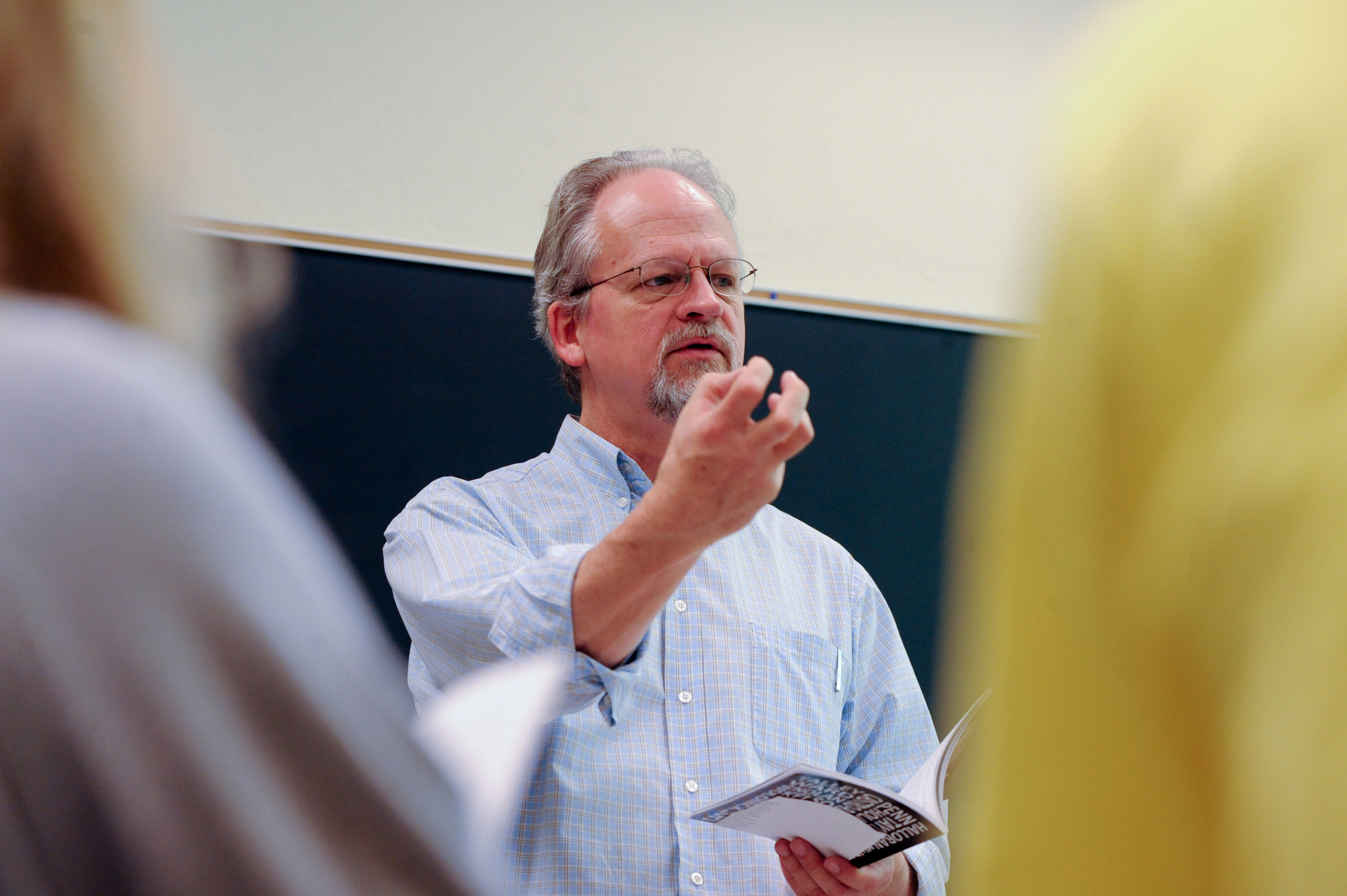 Michael McFee teaching a poetry class at the University of North Carolina at Chapel Hill.