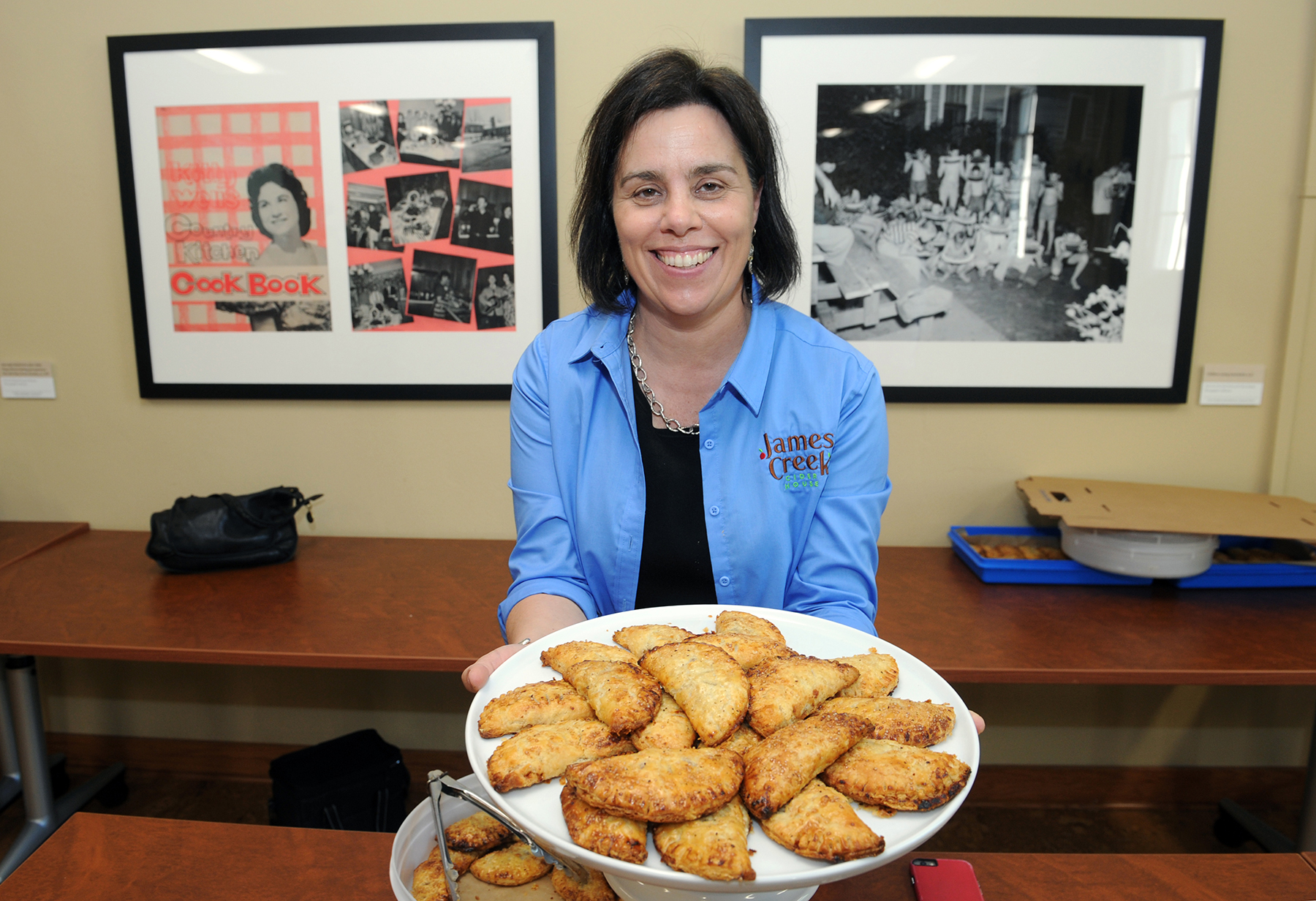 Ann Marie Thornton of James Creek Cidery organized food donations, like these fried apple pies. (photo by Donn Young)