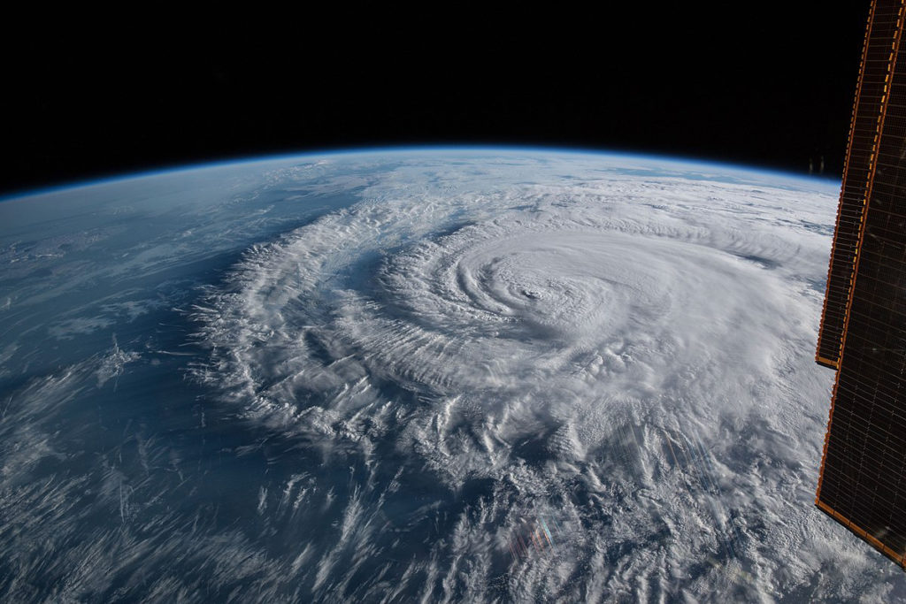 Hurricane Florence pictured from the International Space Station as a category 1 storm as it was making landfall near Wrightsville Beach, North Carolina. (Photo: NASA Johnson Flickr)