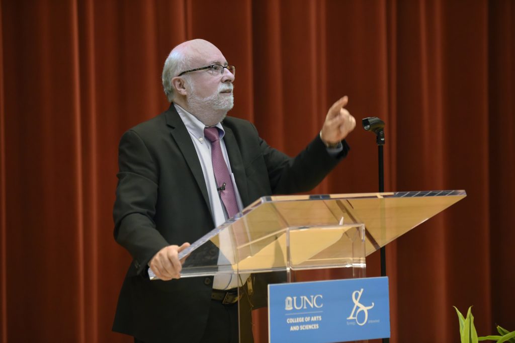 Kenneth Stern discussed "Antisemitism as a Form of Hate" as the signature event in the College's Countering Hate initiative. (photo by Donn Young)
